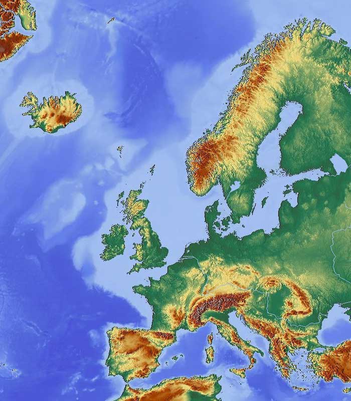 Geografická mapa Evropy