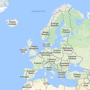 Náhled interaktivní mapa Evropy