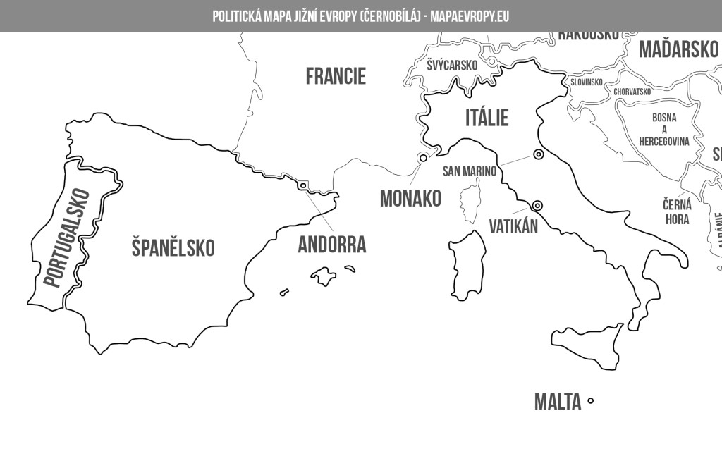 Politická mapa jižní Evropy