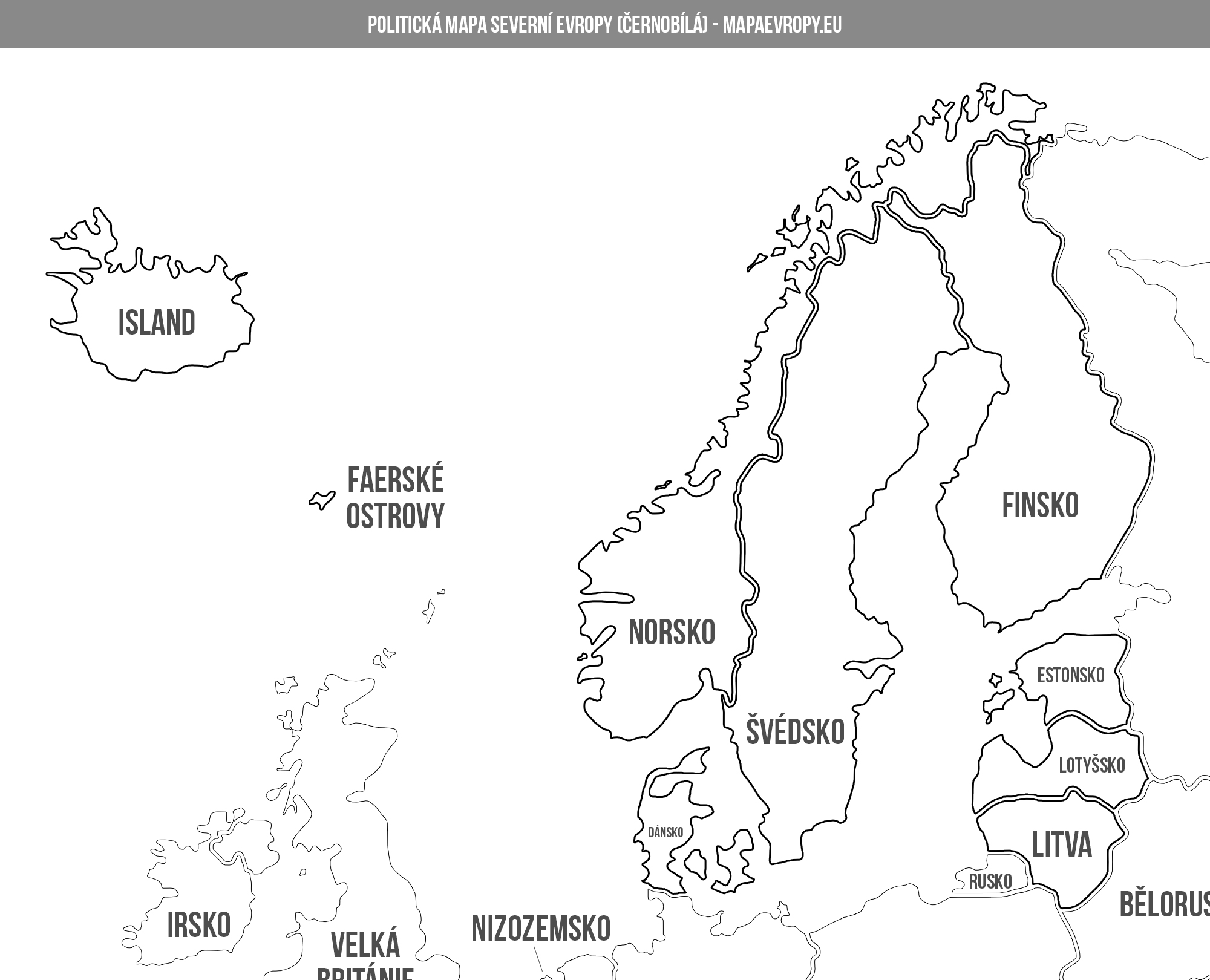 Politická mapa severní Evropy